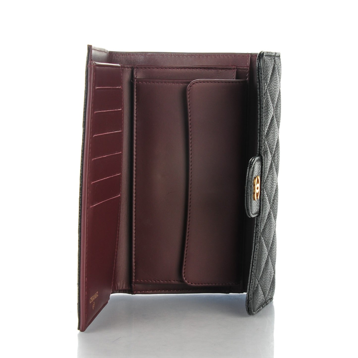 Caviar Quilted Large Flap Wallet Black