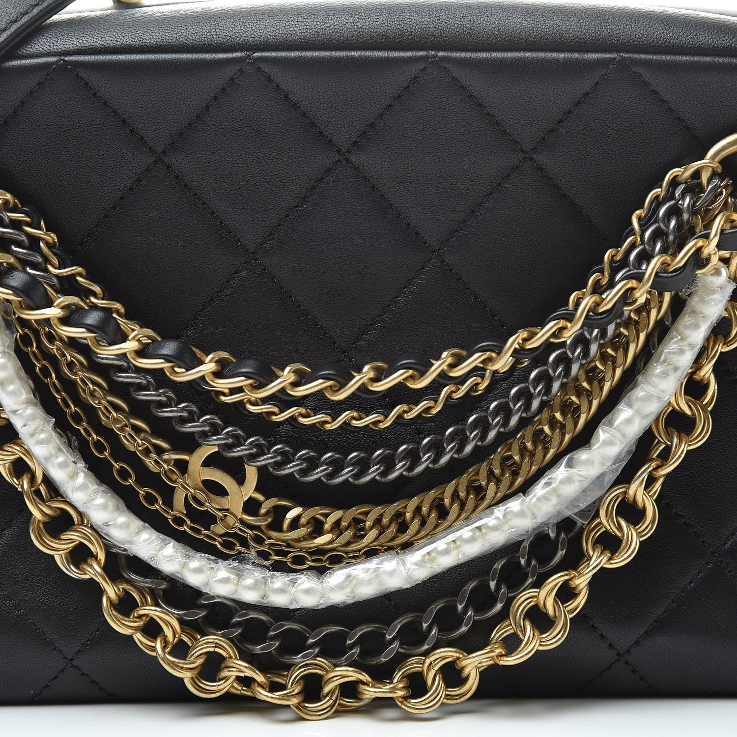 Chanel Lambskin Quilted All About Chains Camera Bag Black 8 of 12