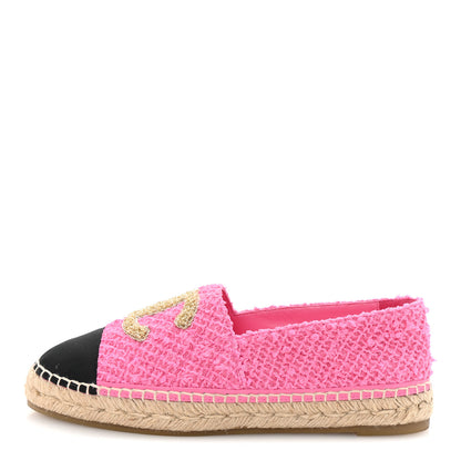 Chanel Tweed Grosgrain CC Espadrilles 41 Pink Black 1 of 9