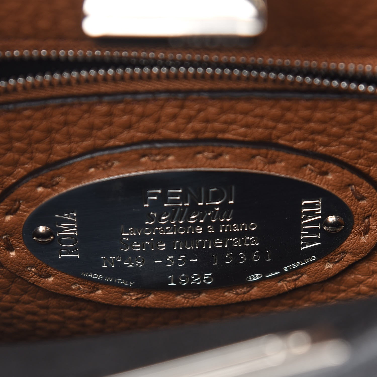 Fendi Cuoio Romano Selleria Bi-Color Mini Peekaboo Iconic Satchel Black Mou 6 of 8