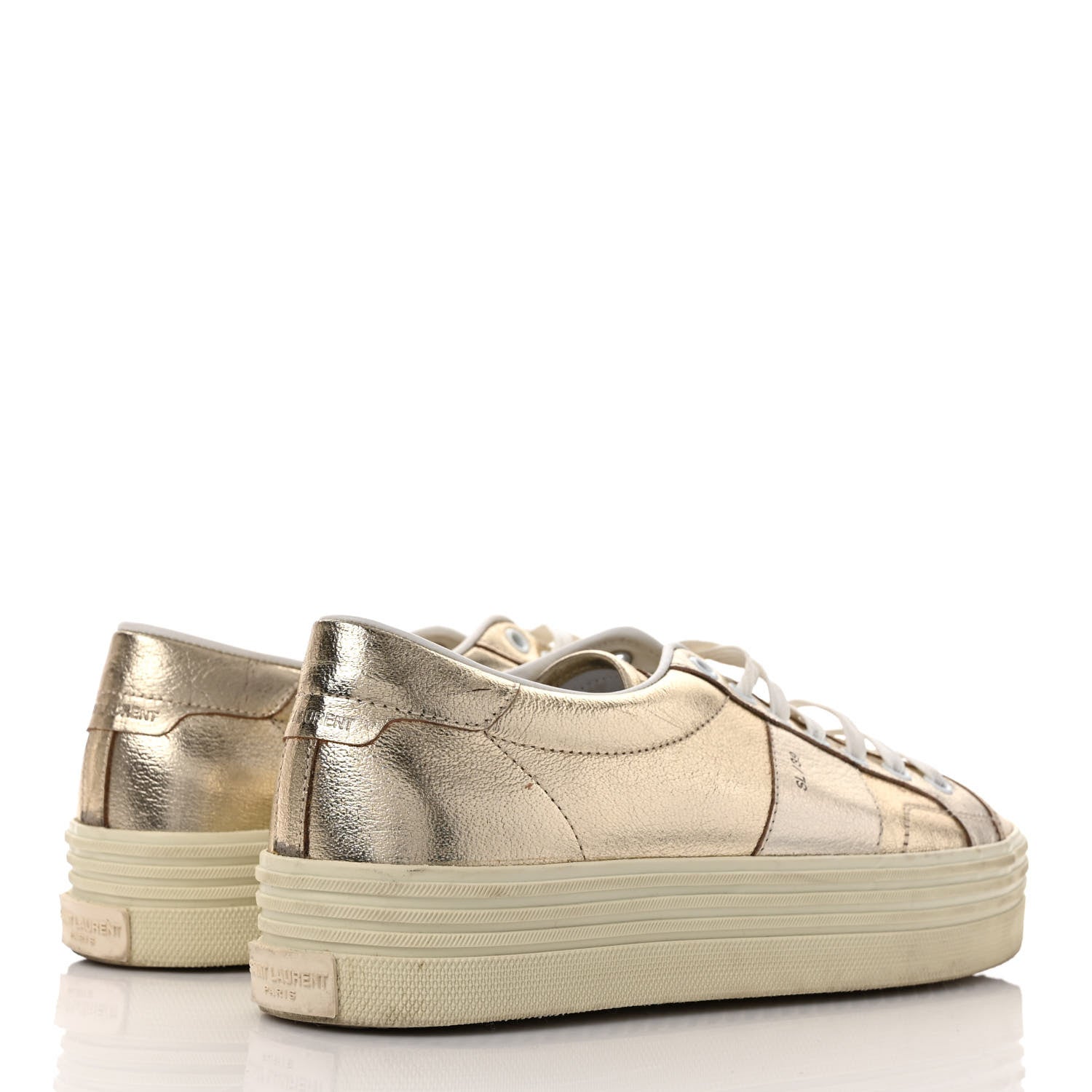 Saint Laurent Metallic Calfskin Court Sneakers 39 Gold 4 of 9