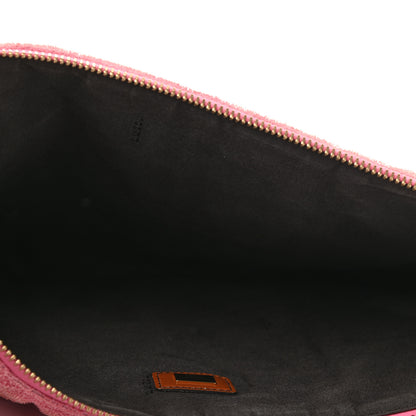 Fendi Terry Cloth Vitello Century Matte FF 1974 Embossed Large Flat Pouch Lollypop 5 of 11