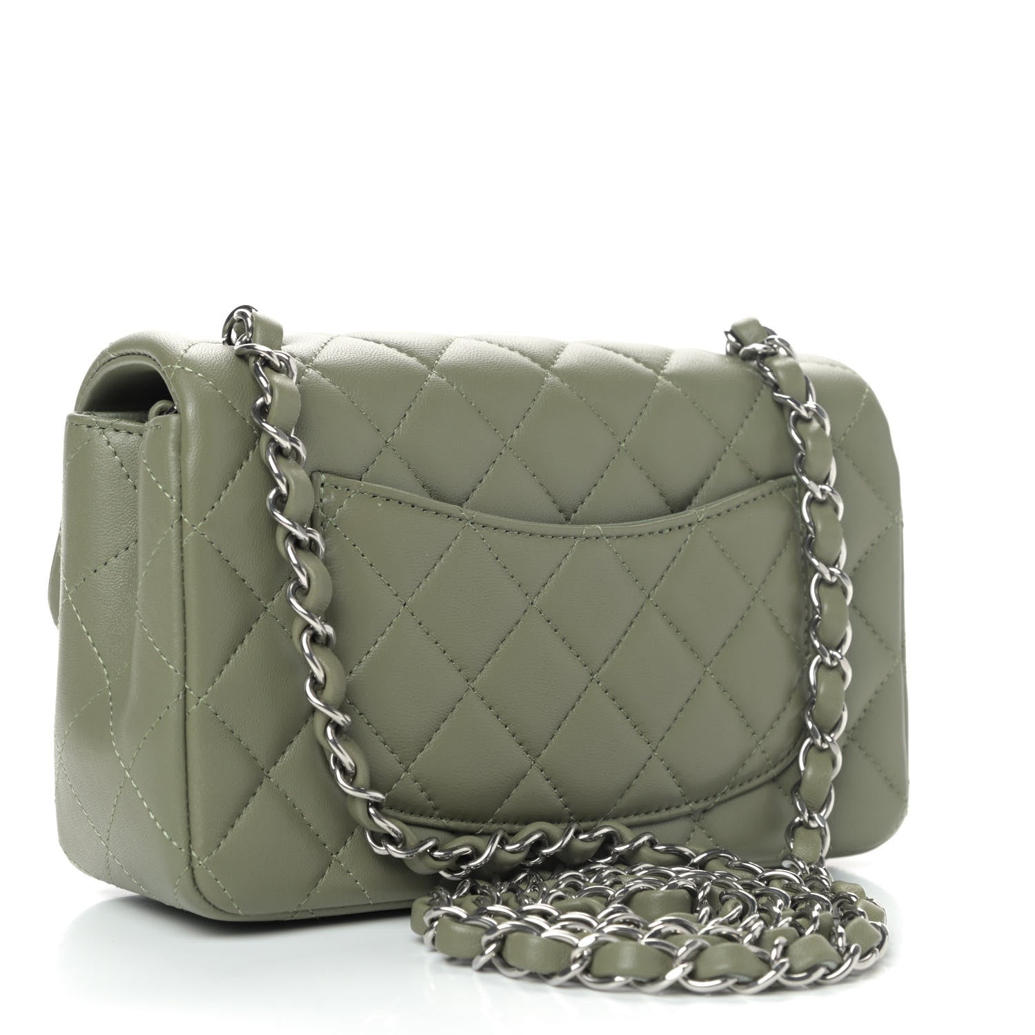 Chanel Lambskin Quilted Mini Rectangular Flap Green 2 of 5