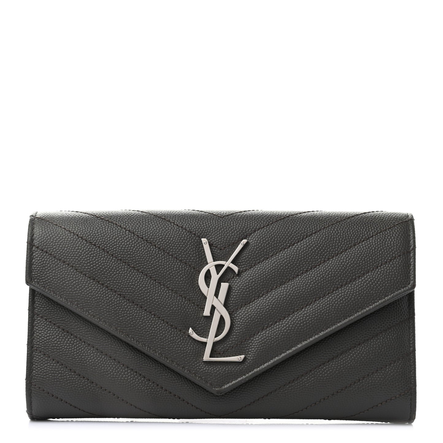 Grain De Poudre Matelasse Chevron Monogram Flap Wallet Pebble