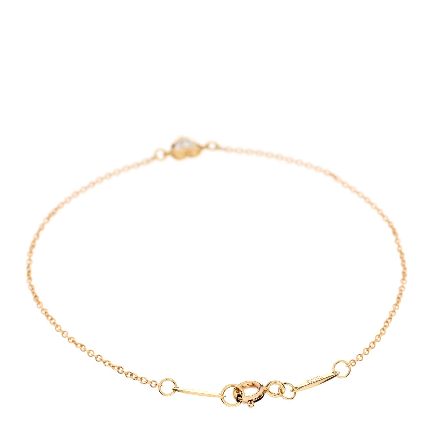 Tiffany 18K Yellow Gold Diamond .17ct Heart Station Bracelet 2 of 3