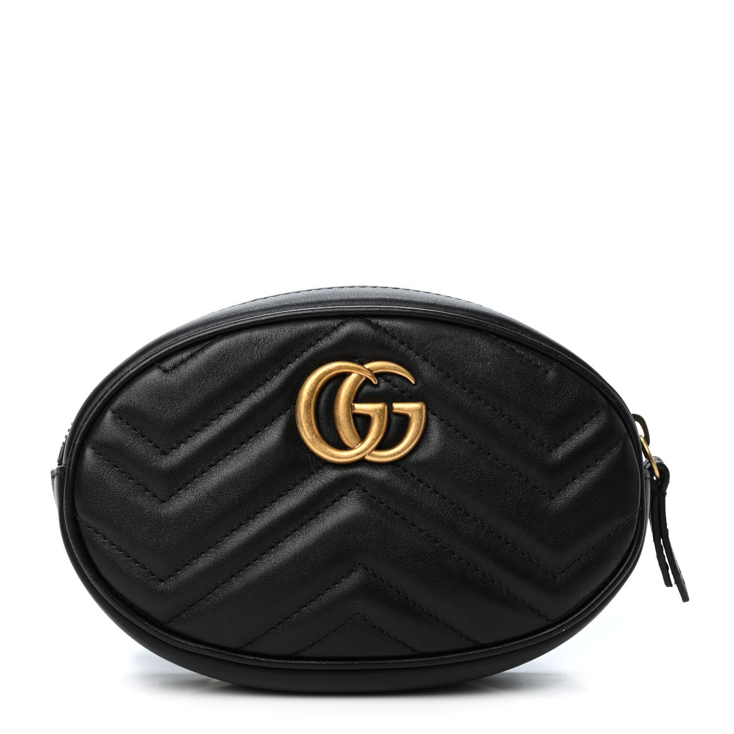 Gucci Calfskin Matelasse GG Marmont Belt Bag 85 34 Black 1 of 4