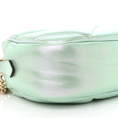 Gucci Iridescent Nappa Chevron Matelasse Small GG Marmont Chain Shoulder Bag Iridescent Salvy Green 9 of 12