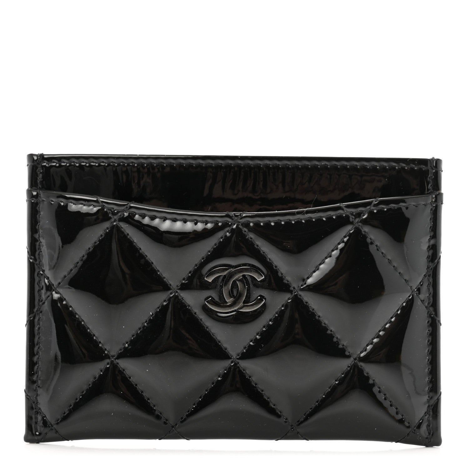 Chanel Patent Calfskin Quilted Card Holder So Black 1 of 8