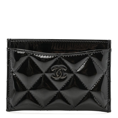 Chanel Patent Calfskin Quilted Card Holder So Black 1 of 8