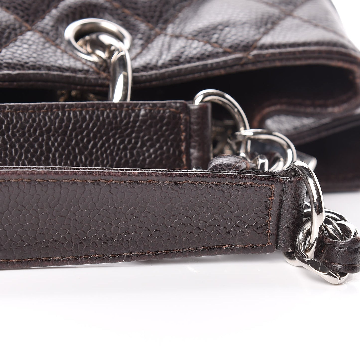Caviar Quilted Grand Shopping Tote GST Dark Brown