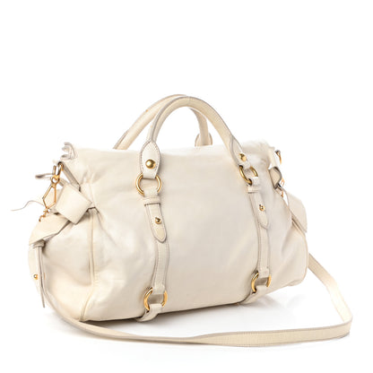 Miu Miu Vitello Lux Medium Bow Bag Talco 3 of 11
