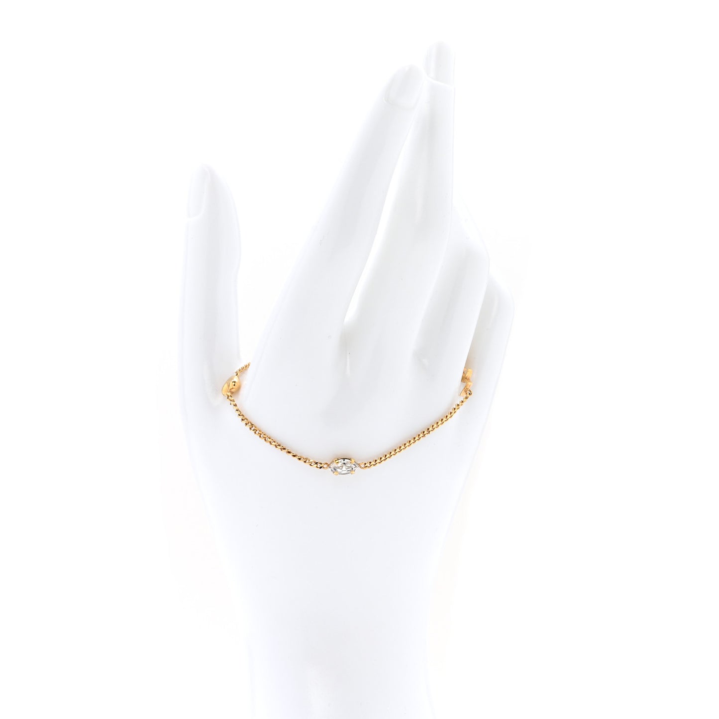 Brass Crystal Cassandre Heart Charm Bracelet Gold