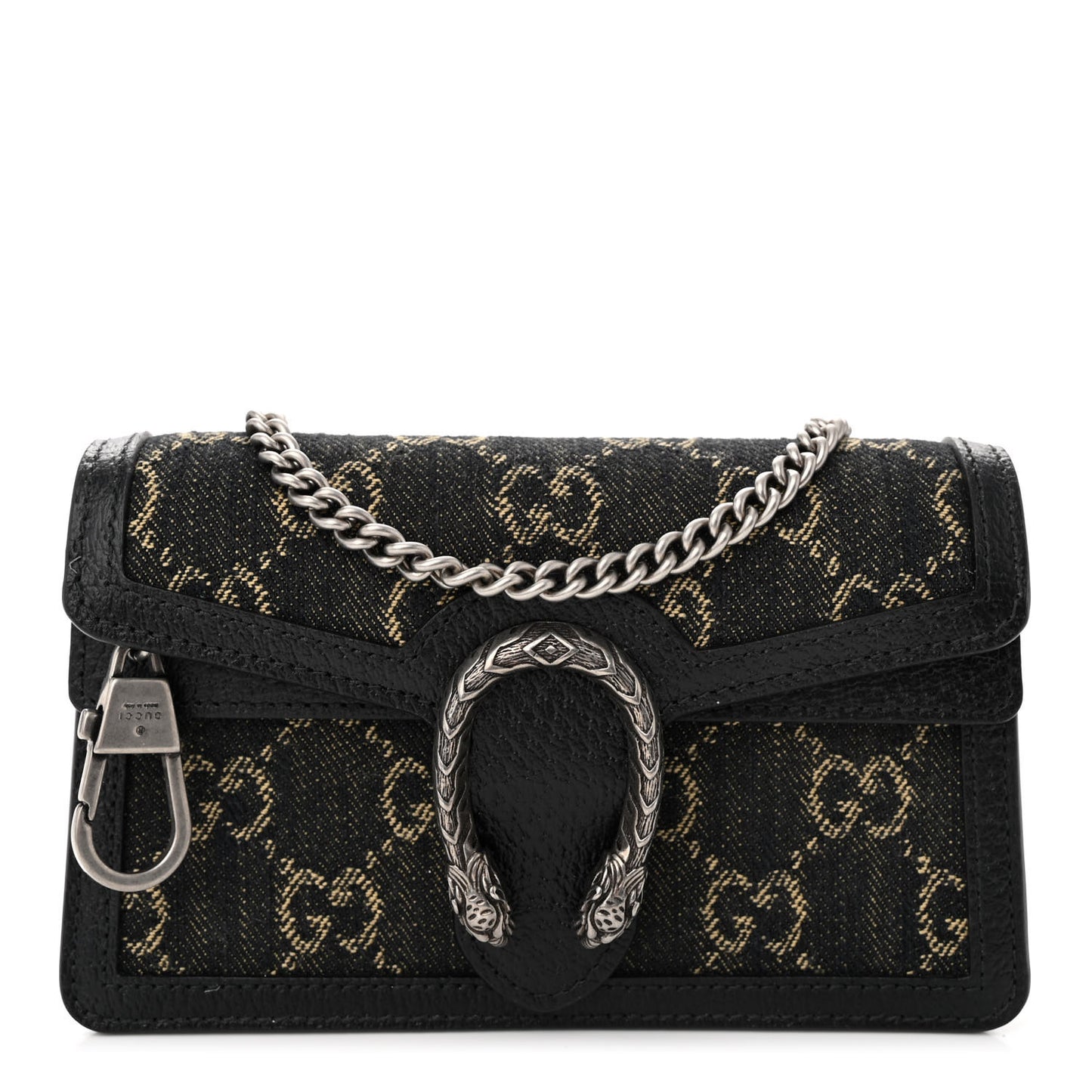 Jacquard Black Denim GG Monogram Super Mini Dionysus Shoulder Bag Black Ivory