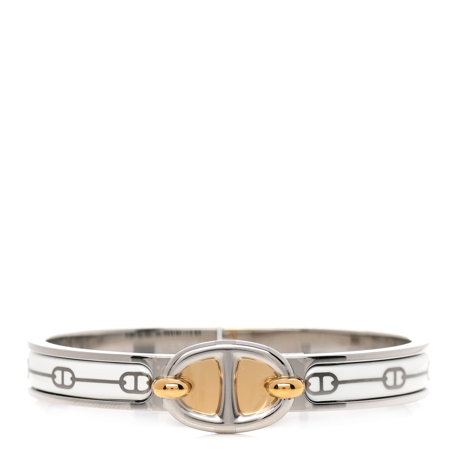 Hermes Enamel Mini Farandole Clic Chaine D'Ancre Bracelet Platine White 1 of 5