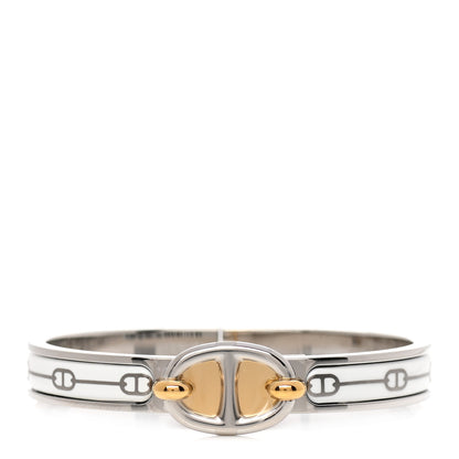 Hermes Enamel Mini Farandole Clic Chaine D'Ancre Bracelet Platine White 1 of 5