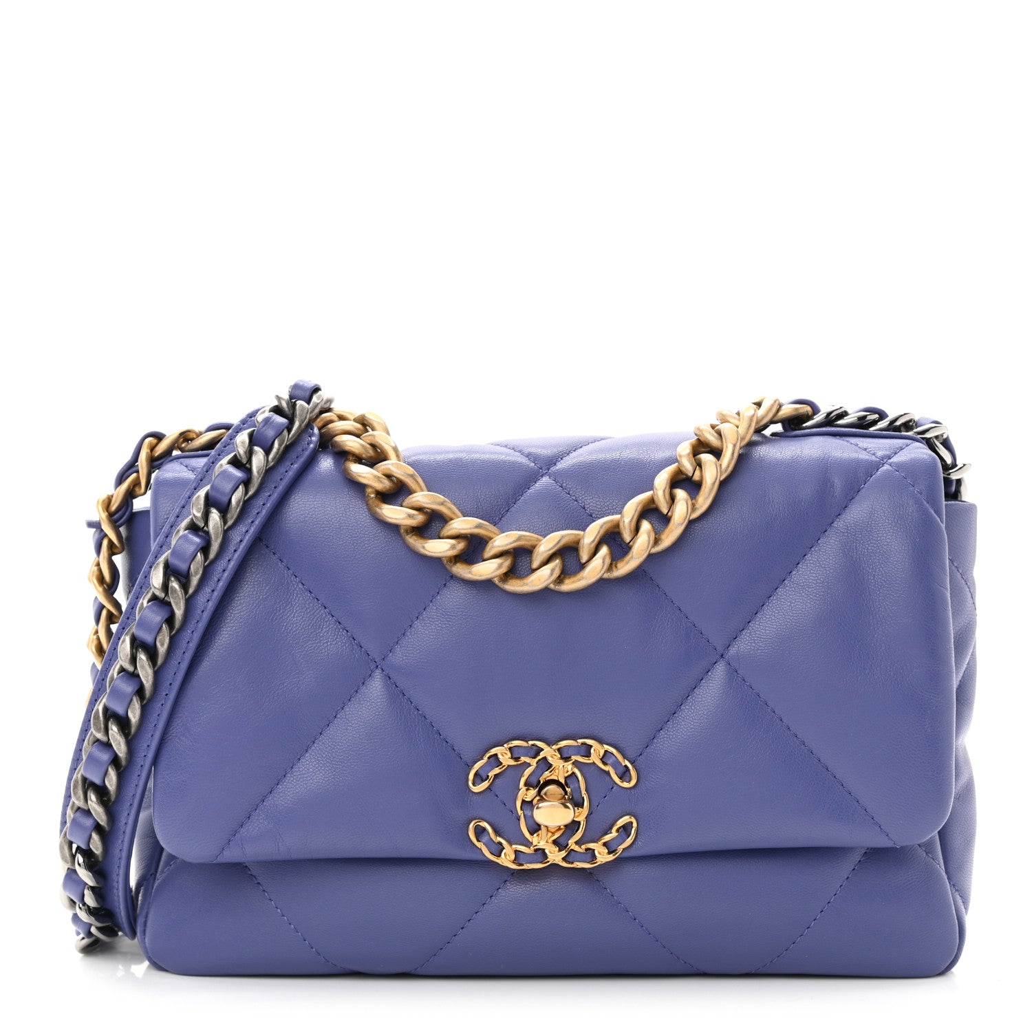 Chanel Goatskin Quilted Medium Chanel 19 Flap Purple 1 of 10