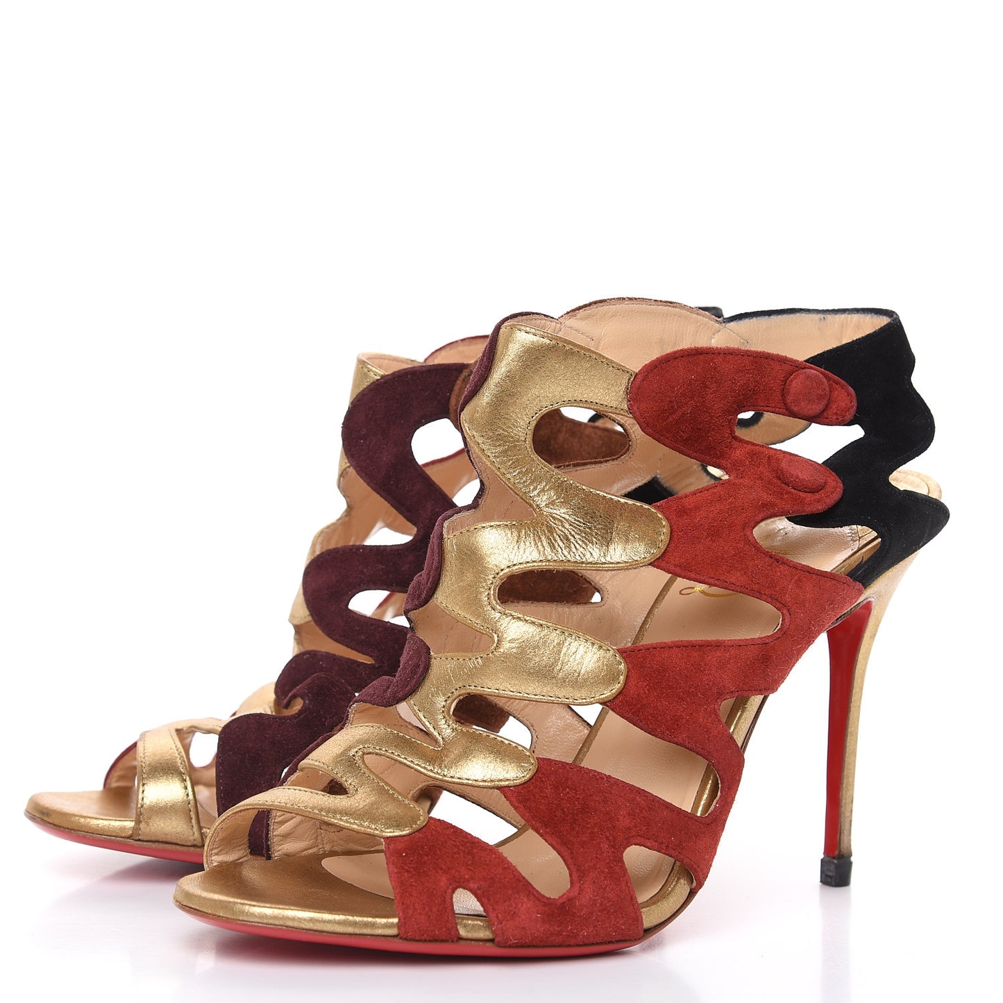 Suede Metallic Cutout 100 Booties 38 Multicolor