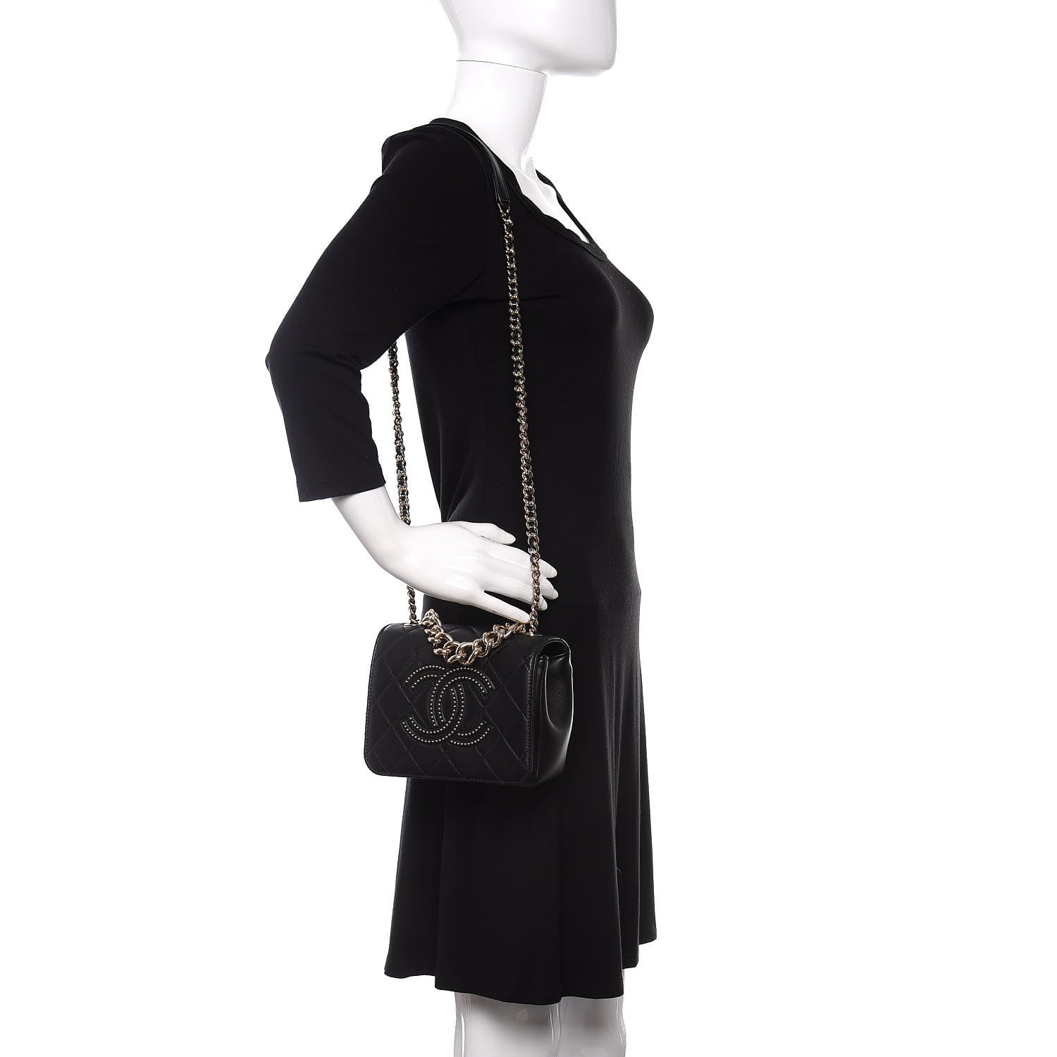 Chanel Lambskin Quilted Studded CC Flap Black 2 of 10