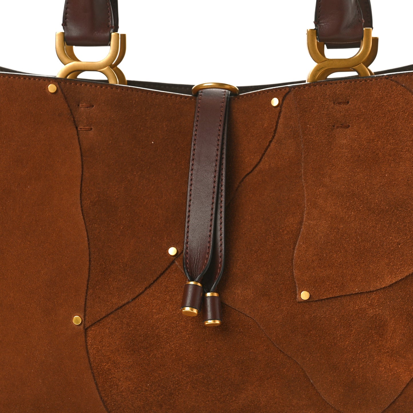 Suede Patchwork Small Marcie Tote Caramel