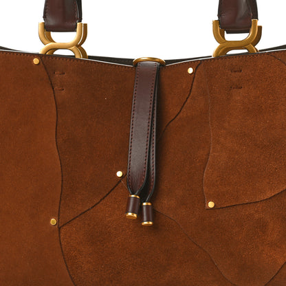 Chloe Suede Patchwork Small Marcie Tote Caramel 7 of 9