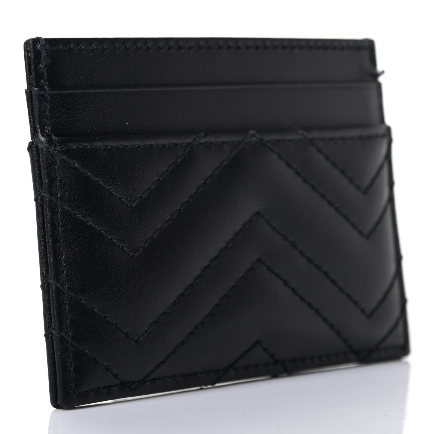 Calfskin Matelasse GG Marmont Card Holder Black
