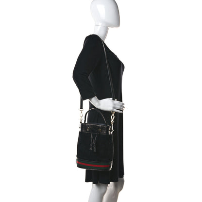 Gucci Suede Patent Web Small Ophidia Bucket Bag Black 2 of 11