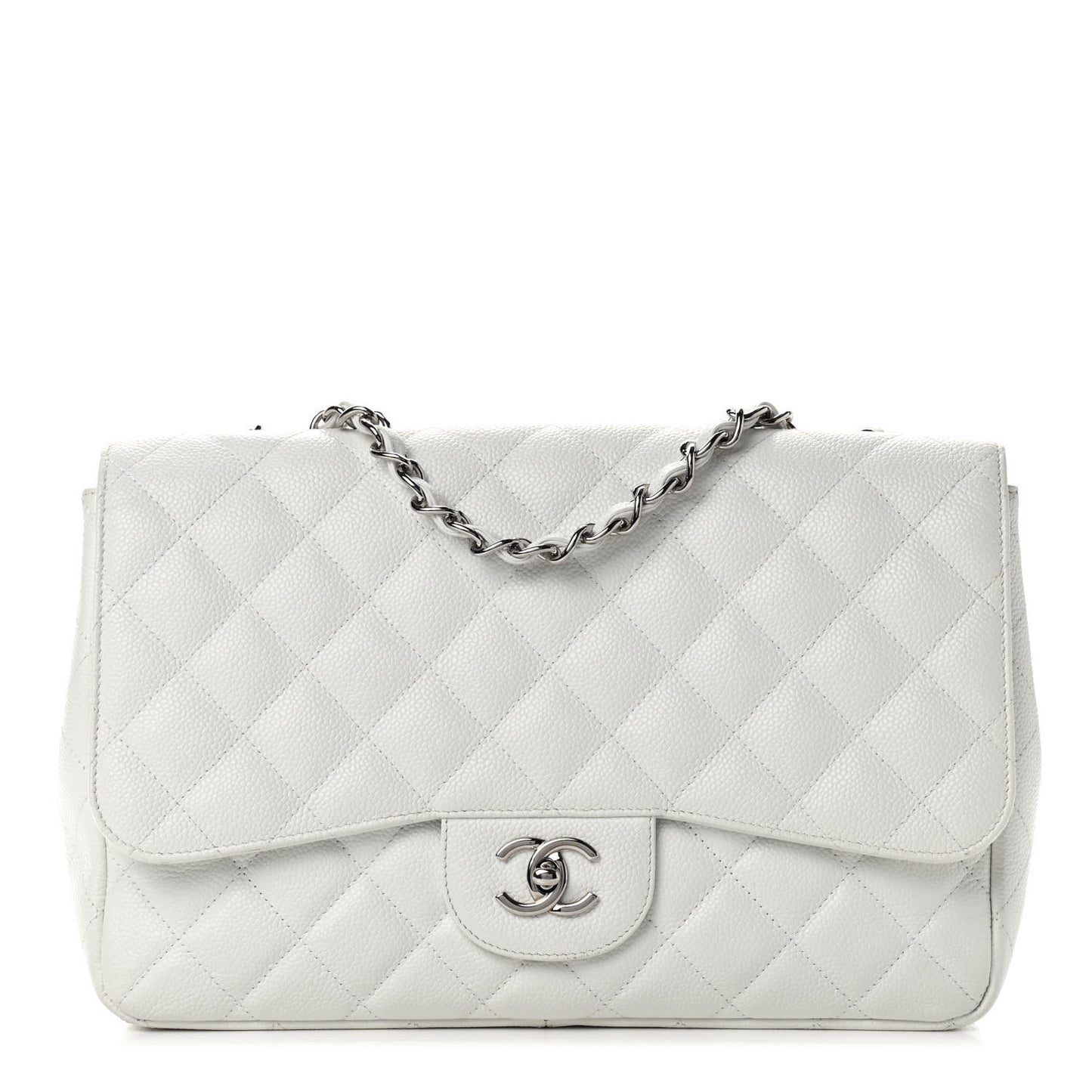 Caviar Quilted Jumbo Single Flap White