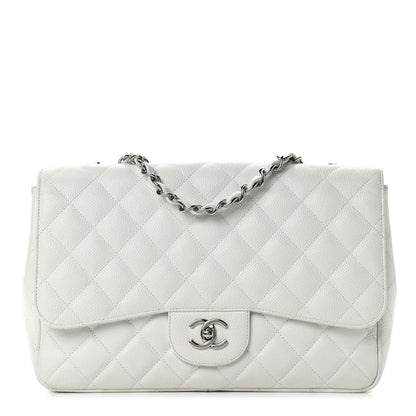 Chanel Caviar Quilted Jumbo Single Flap White 1 of 13
