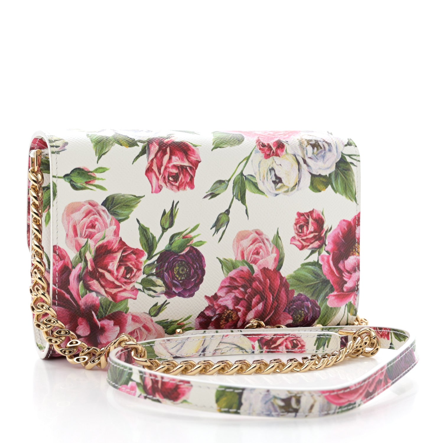 Dolce & Gabbana Dauphine Floral Print Shoulder Bag White Pink 3 of 12