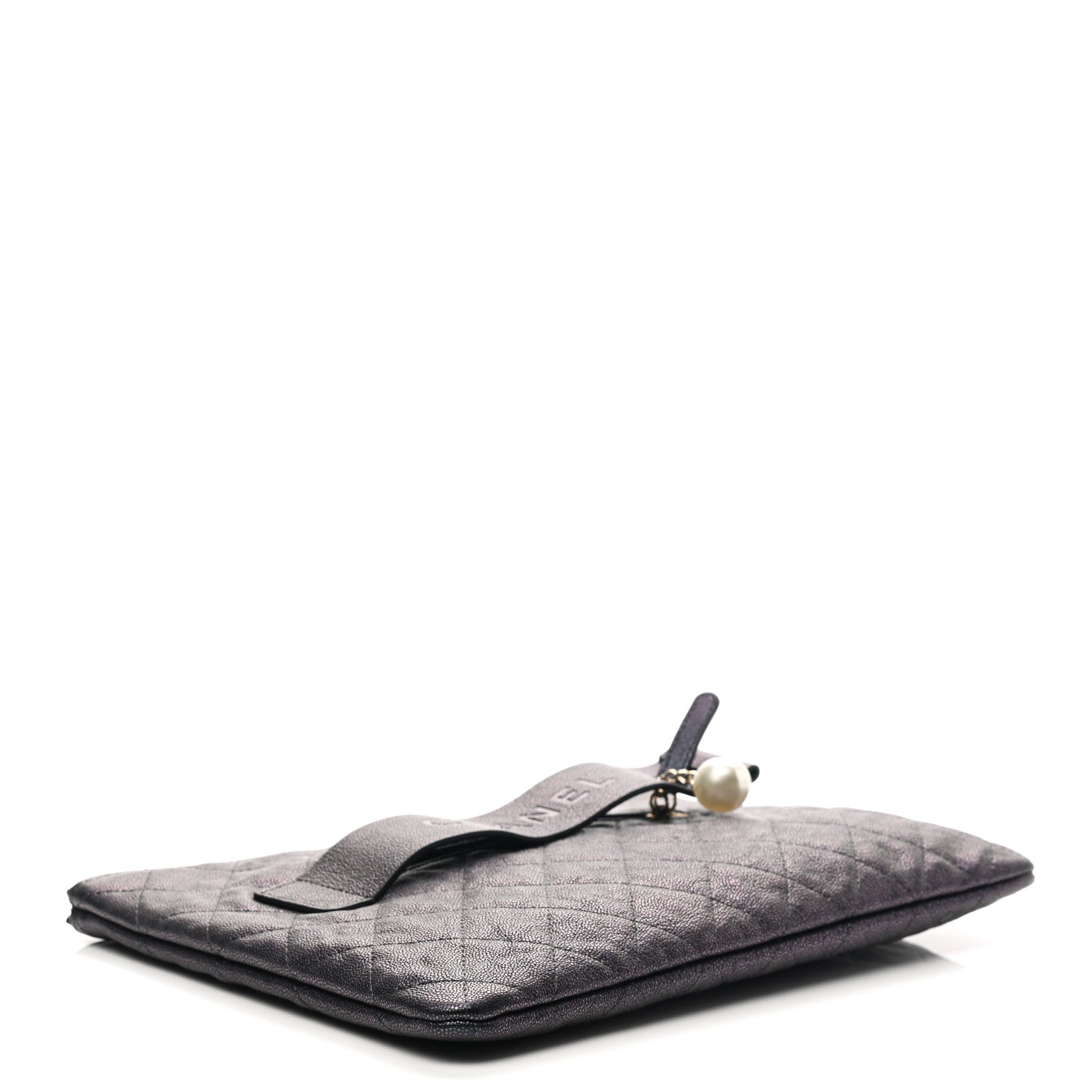 Chanel Iridescent Caviar Medium Night by the C Pouch Clutch Black 4 of 7