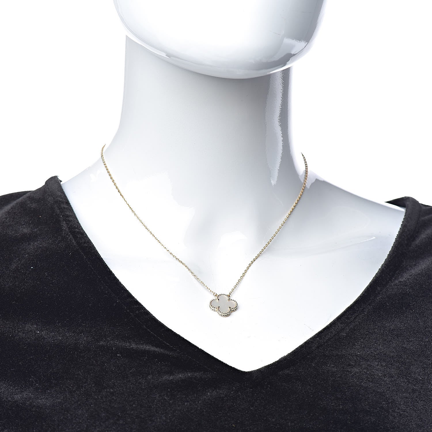Van Cleef & Arpels 18K Yellow Gold Mother of Pearl Vintage Alhambra Pendant Necklace 2 of 8