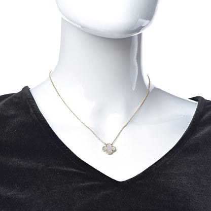 Van Cleef & Arpels 18K Yellow Gold Mother of Pearl Vintage Alhambra Pendant Necklace 2 of 8
