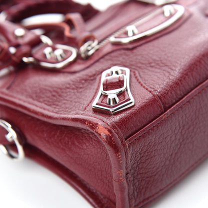 Balenciaga Chevre Silver Metallic Edge Hardware Nano City Rouge Lie De Vin 8 of 12
