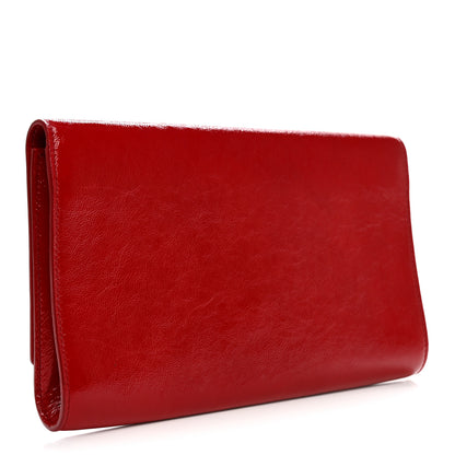 Saint Laurent Textured Patent Monogram Large Belle De Jour Clutch Red 3 of 8