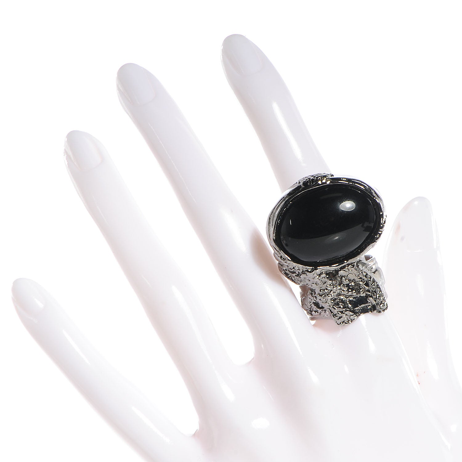 Saint Laurent Arty Ovale Ring Silver Black 8 2 of 6
