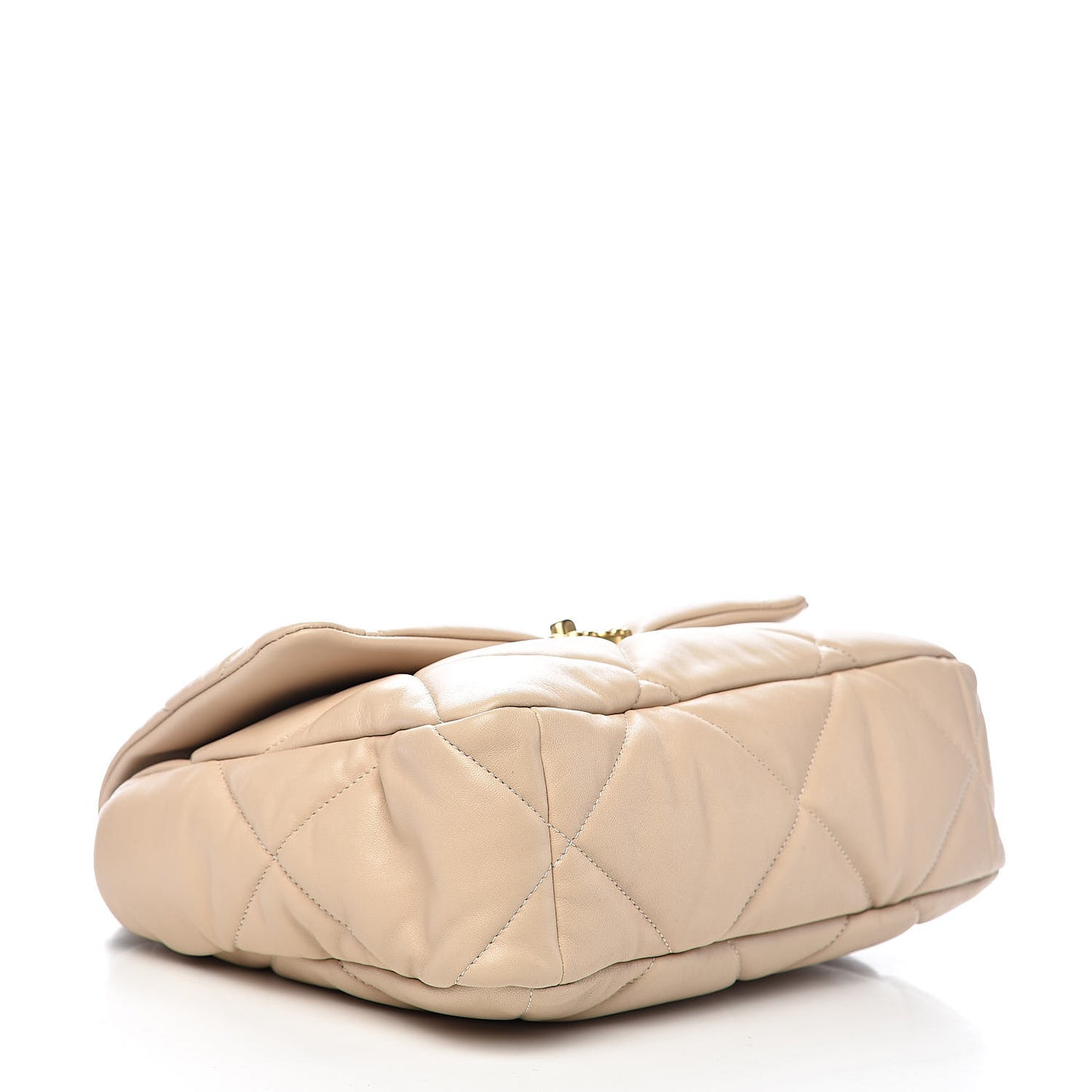 Lambskin Quilted Large 19 Flap Beige
