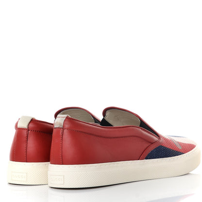 Gucci Canvas Sylvie Stripe Logo Mens Dublin Slip On Sneakers 10.5 Mystic White Hibiscus Red Maritime 4 of 14