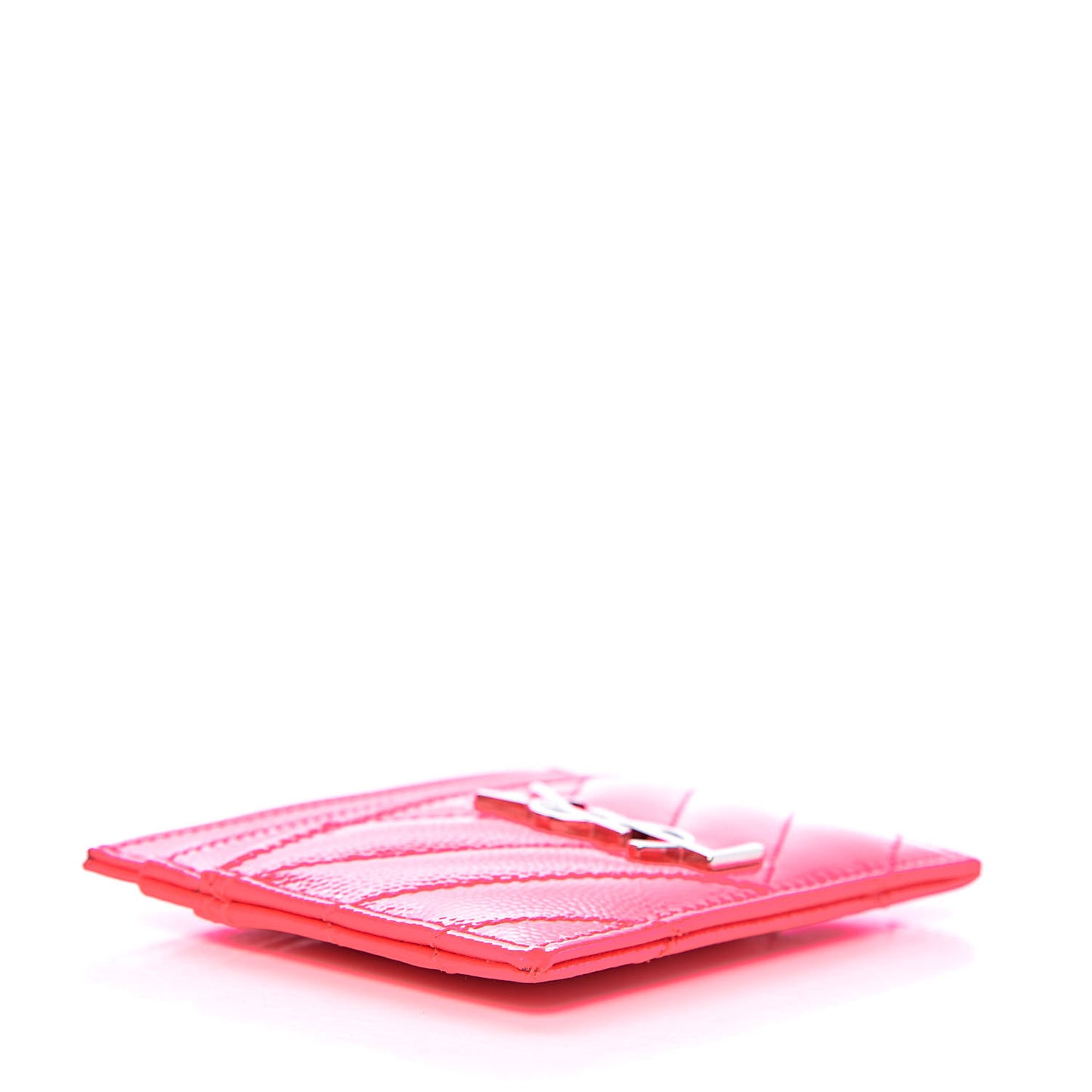 Grain De Poudre Matelasse Chevron Monogram Credit Card Case Neon Pink