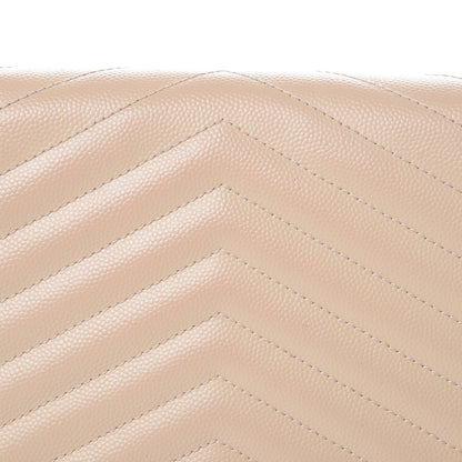 Saint Laurent Grain De Poudre Matelasse Chevron Monogram Envelope Chain Wallet Nude Powder 12 of 13