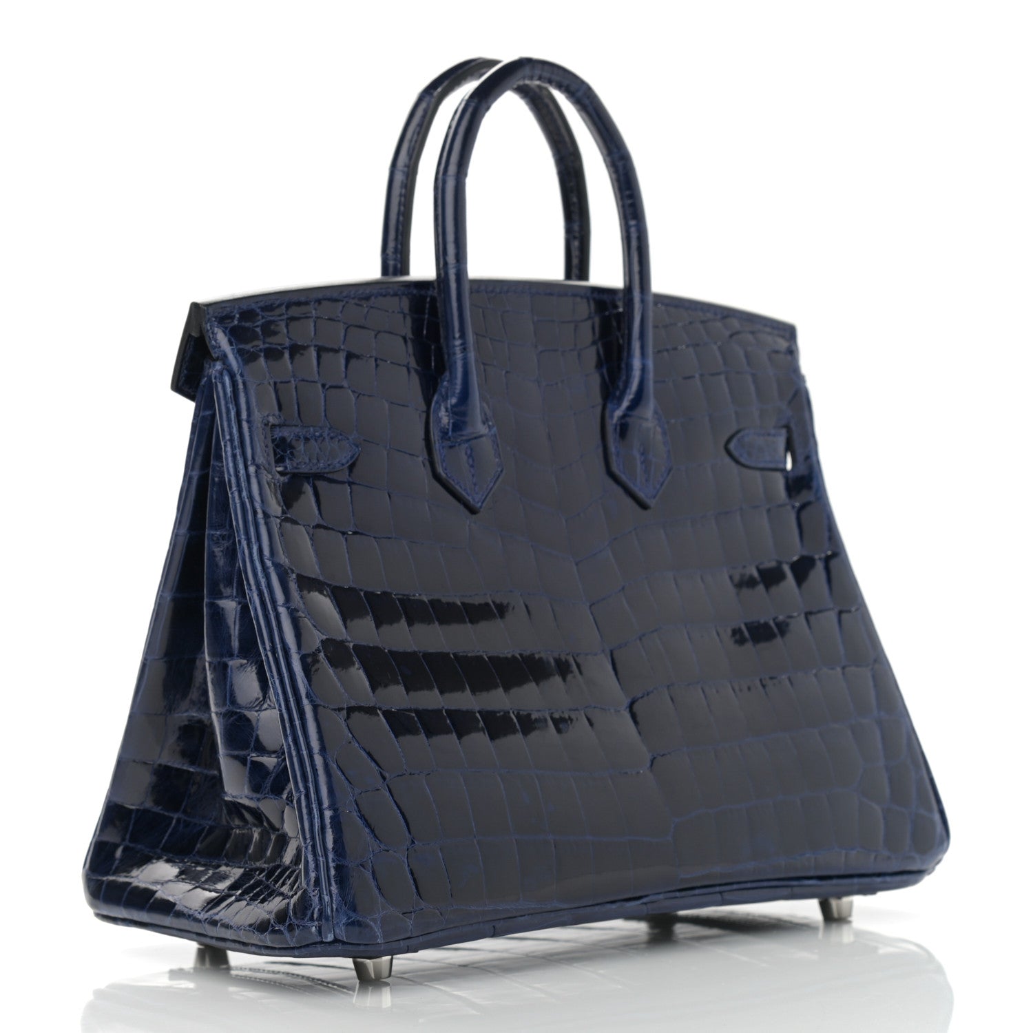 Hermes Shiny Niloticus Crocodile Birkin 25 Bleu Saphir 3 of 20