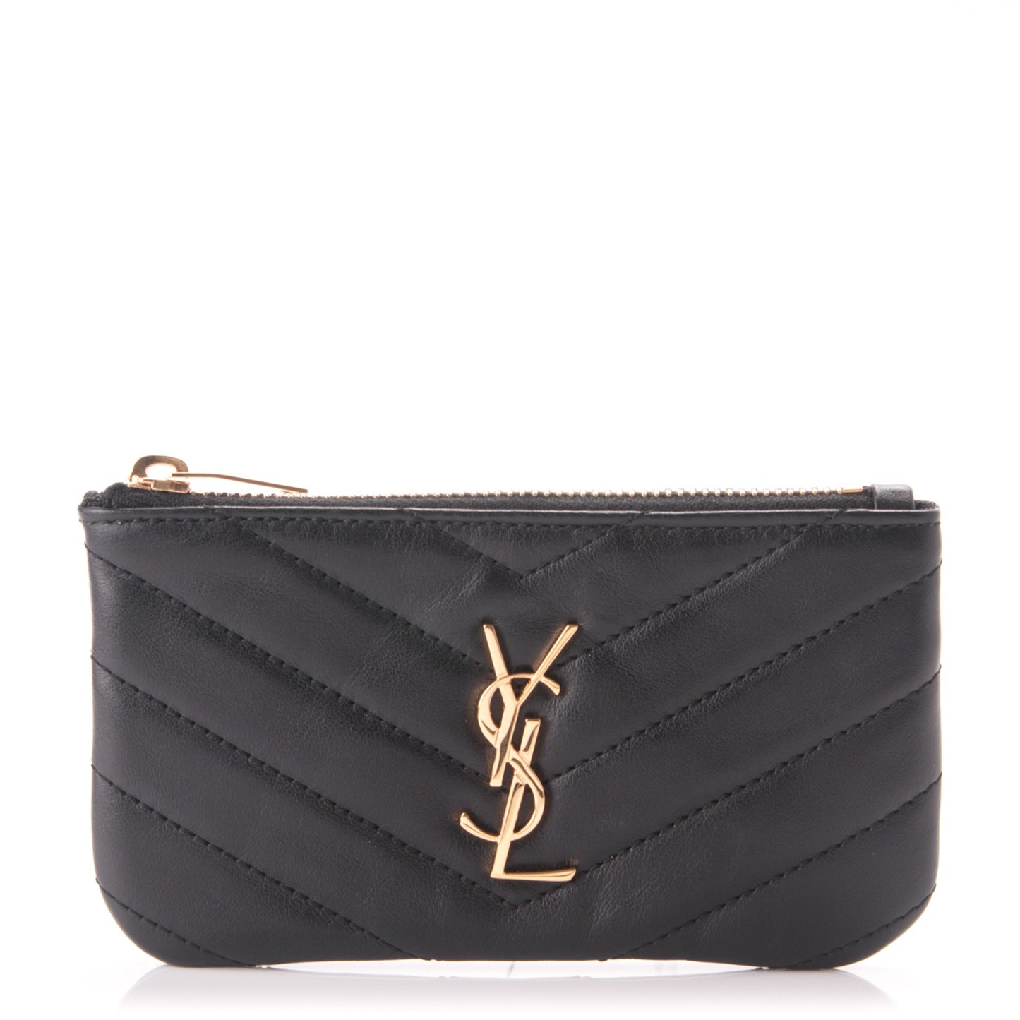 Calfskin Matelasse Monogram Key Pouch Black