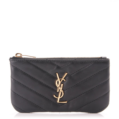 Saint Laurent Calfskin Matelasse Monogram Key Pouch Black 1 of 8