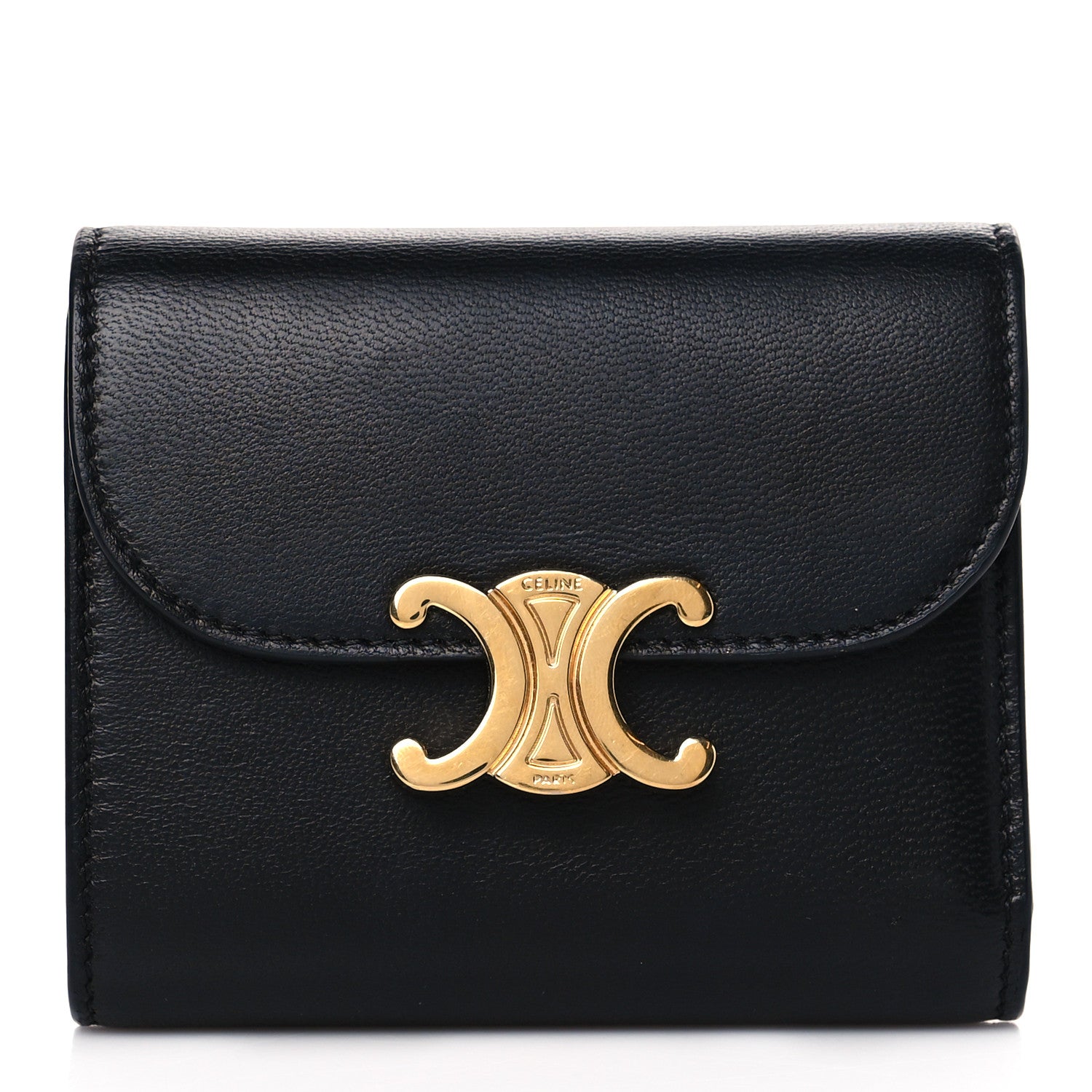 Celine Shiny Smooth Lambskin Small Triomphe Wallet Black 1 of 9