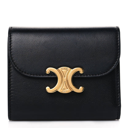 Celine Shiny Smooth Lambskin Small Triomphe Wallet Black 1 of 9