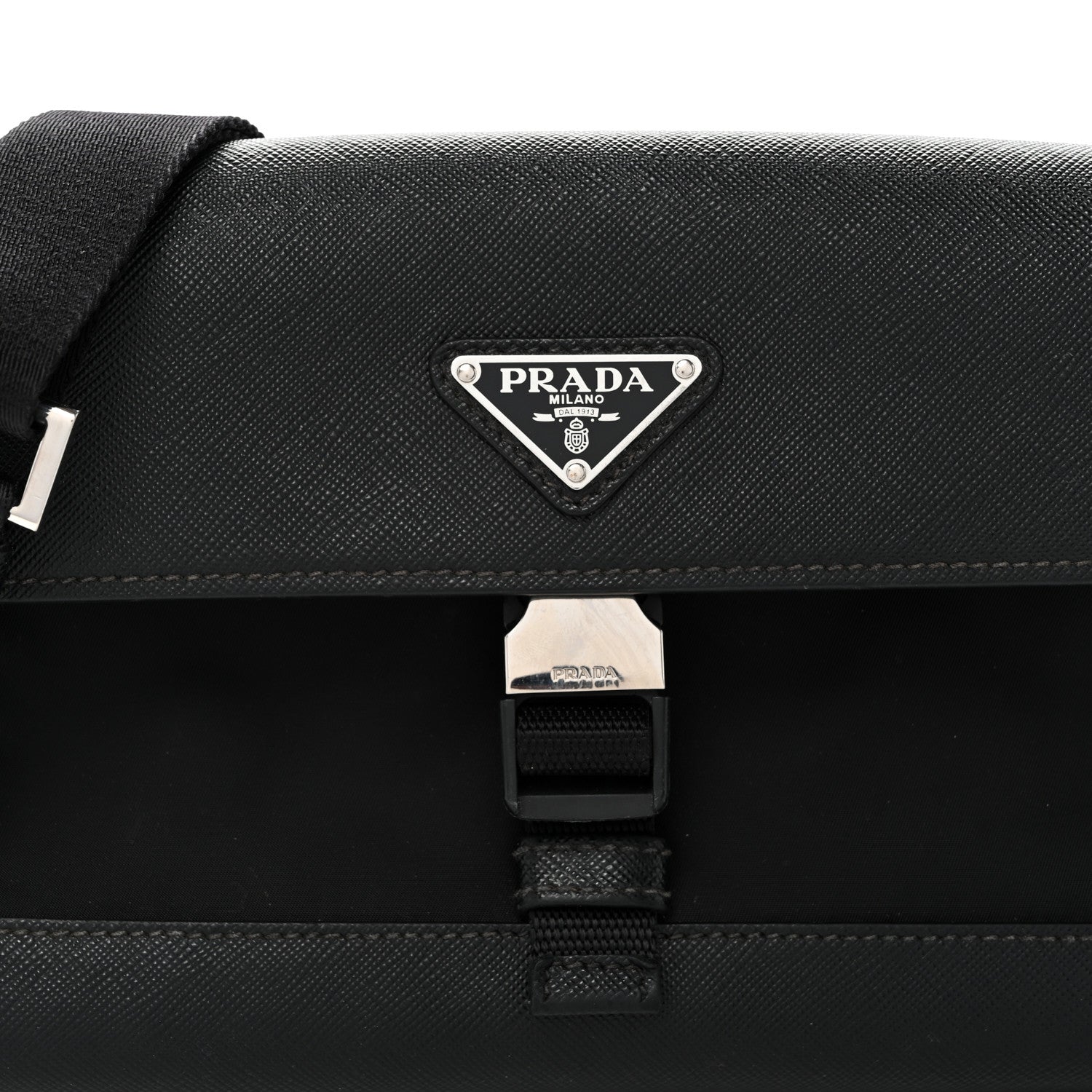 Prada Re-Nylon Saffiano Triangle Shoulder Bag Black 8 of 10