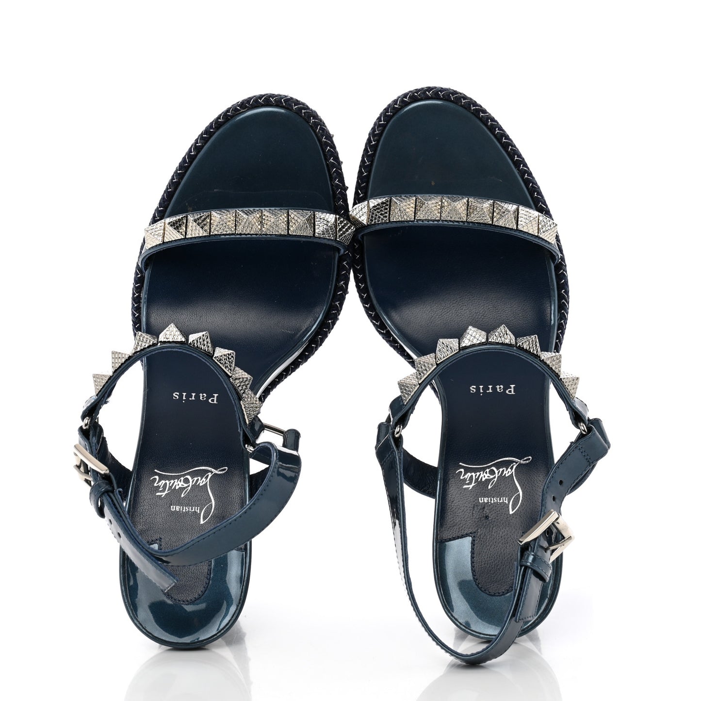 Patent Pyraclou 110 Wedge Sandals 41 Blue