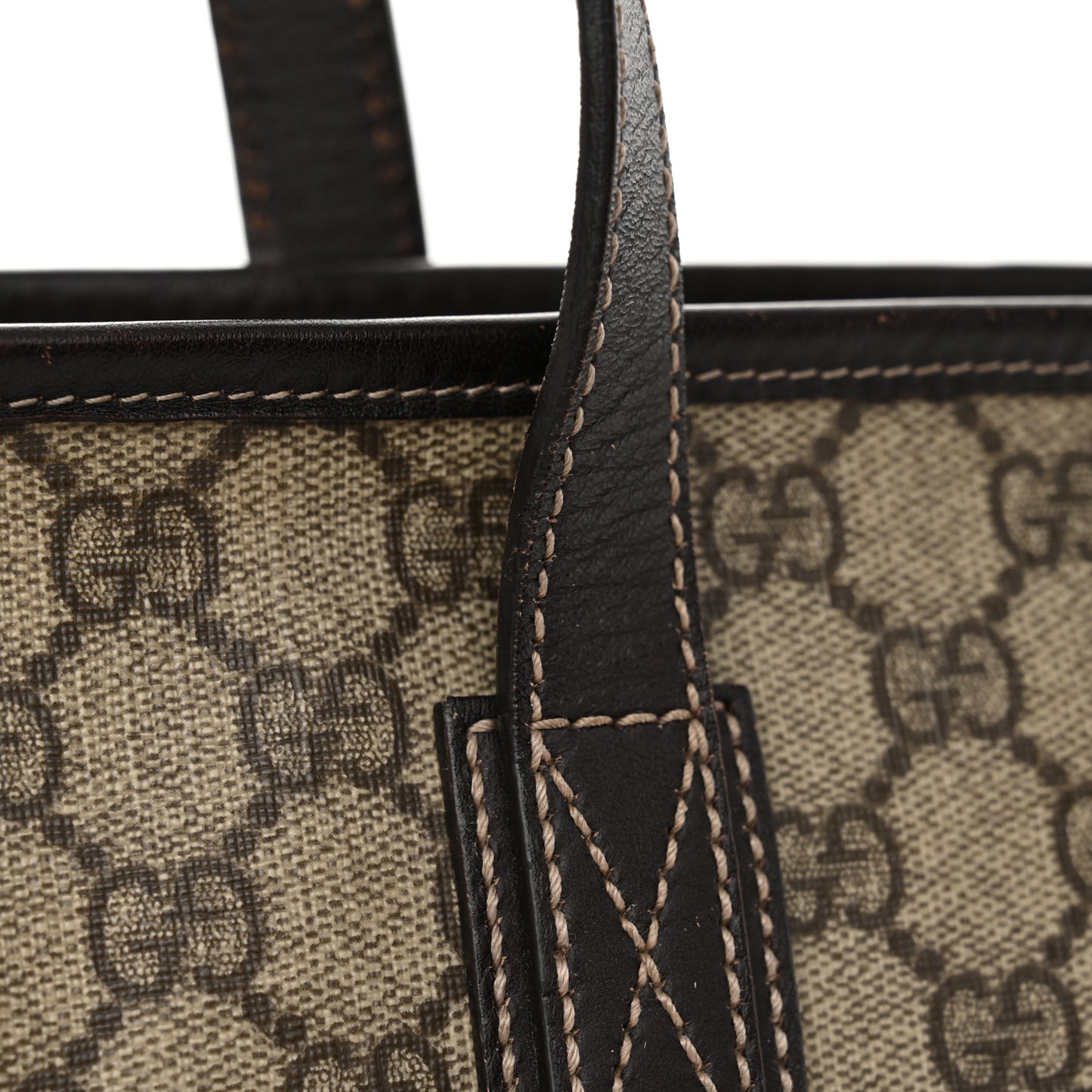 GG Supreme Monogram Medium Zippered Shopping Tote Dark Brown