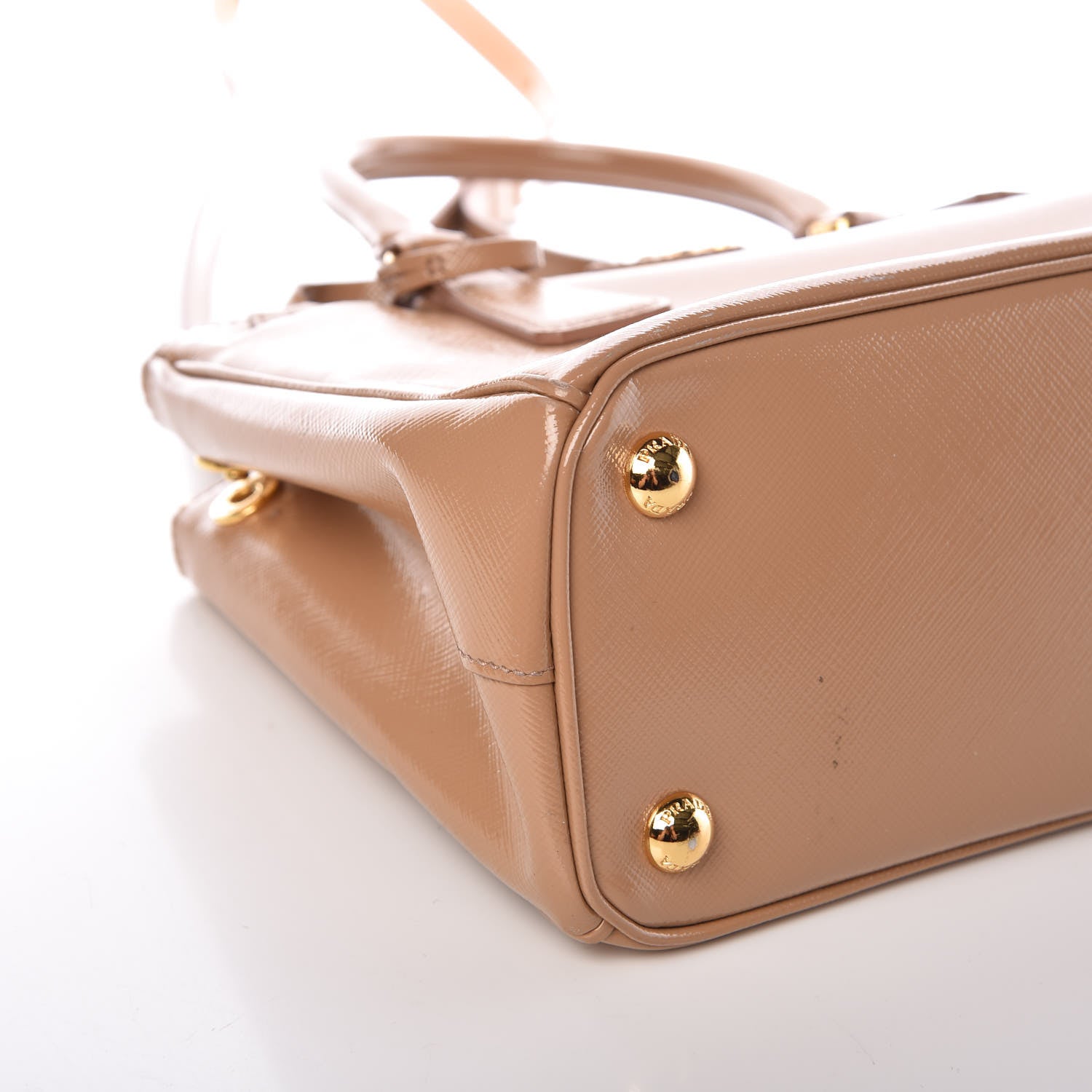 Prada Saffiano Vernice Mini Galleria Double Zip Tote Noisette 11 of 20