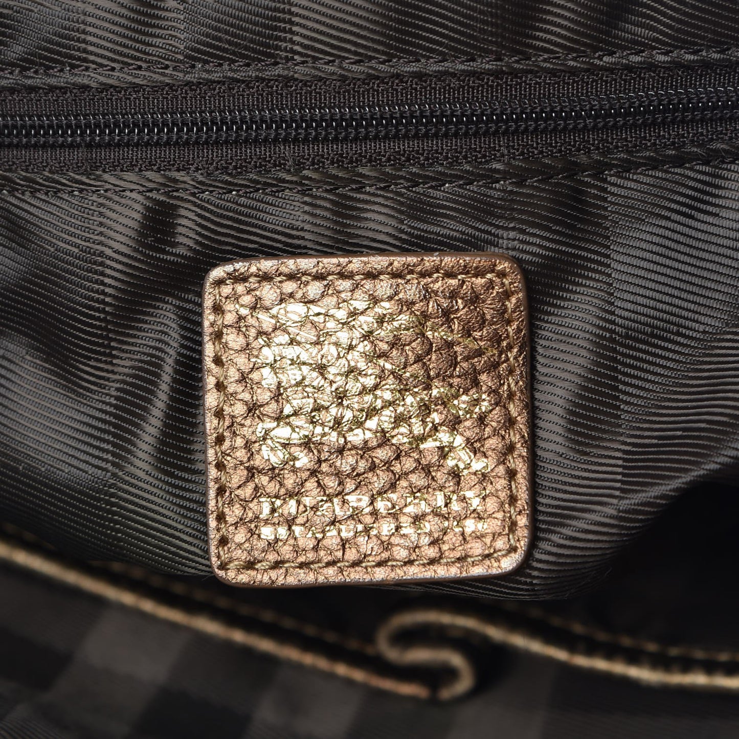 Metallic Calfskin Nova Check Medium Tote Gold