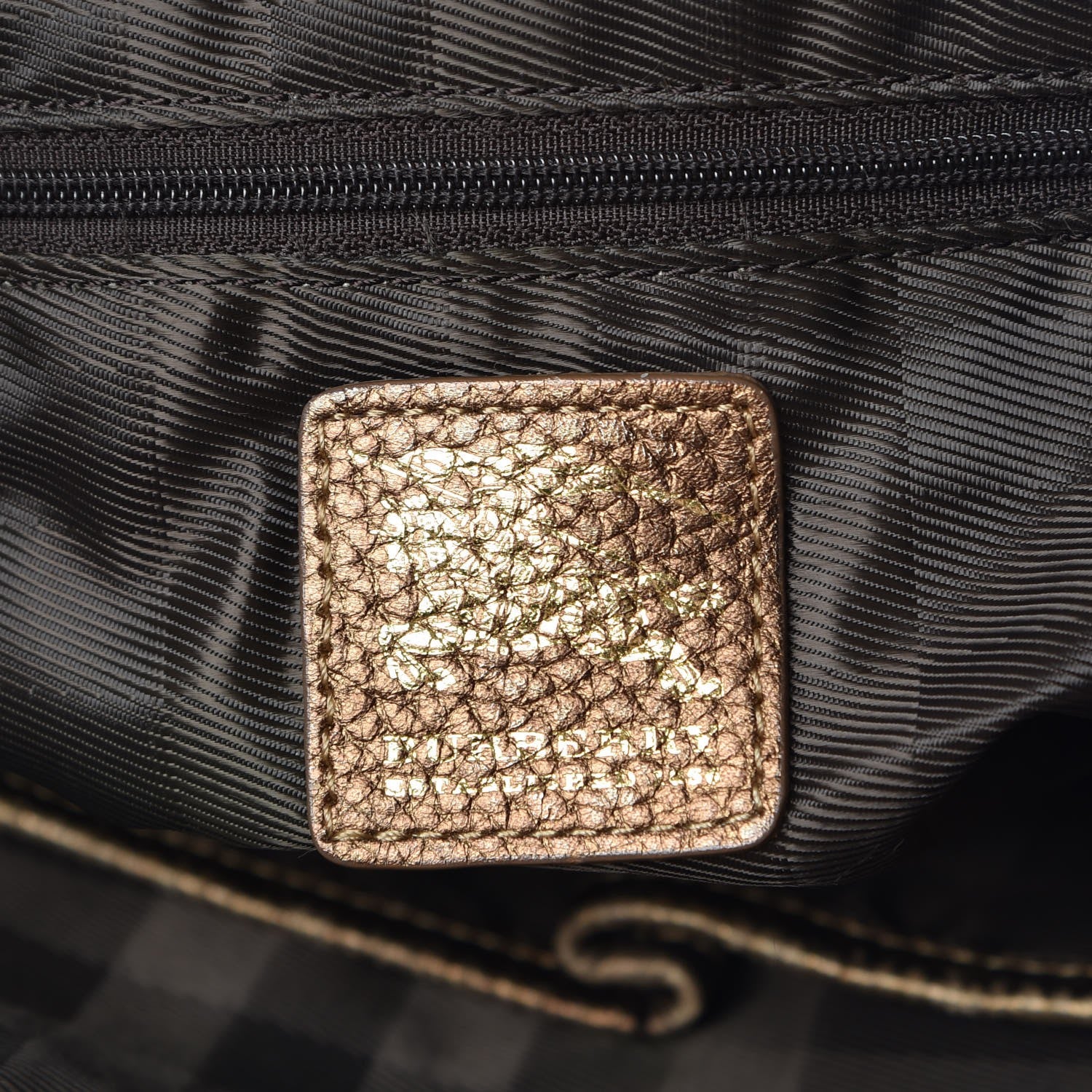 Burberry Metallic Calfskin Nova Check Medium Tote Gold 6 of 12